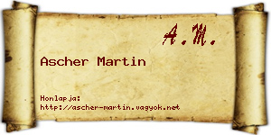 Ascher Martin névjegykártya